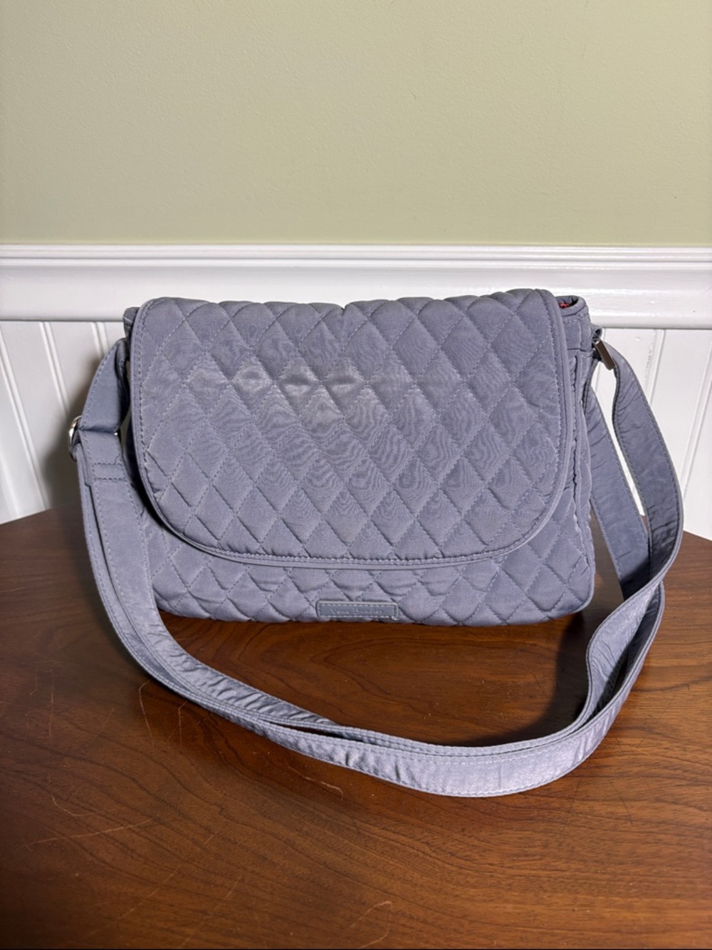 Vera Bradley Gray Microfiber Quilted Convertible Shoulder Crossbody Preowned